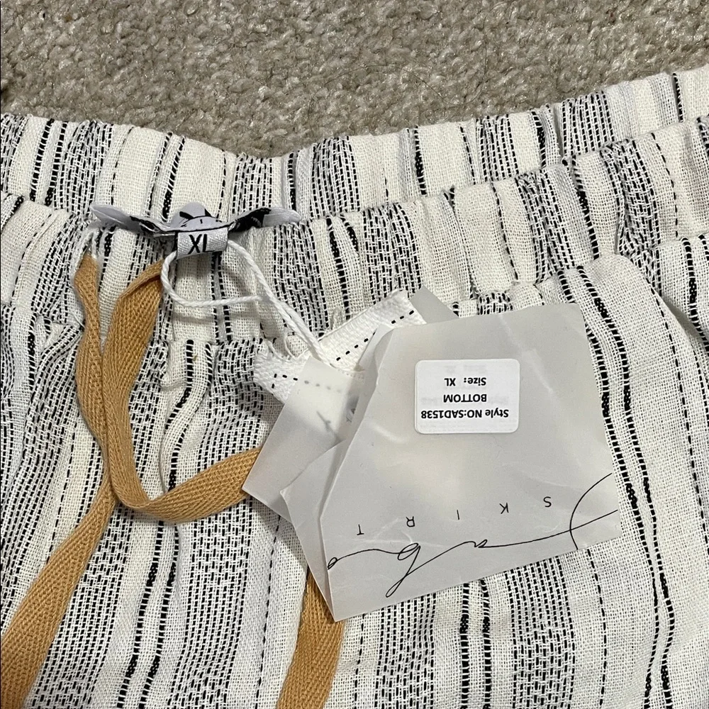 SABO Striped Linen-Look Tank & Shorts Set in White and Tan NWT
